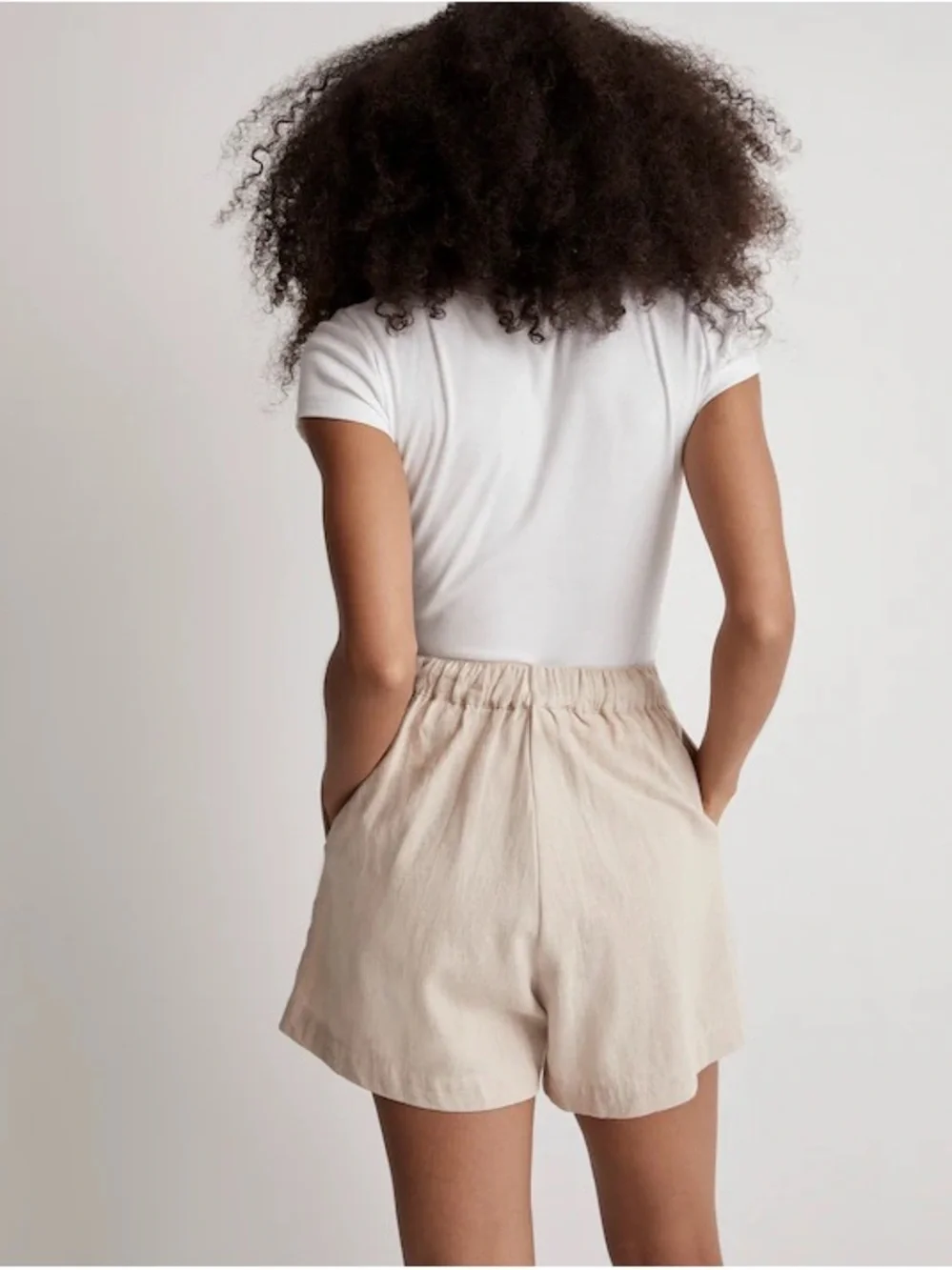 NWOT Madewell High-Waist Natural Cream Linen-Cotton Blend Shorts - XS - Picture 3 of 8